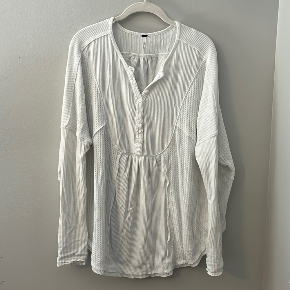 White thermal free people tunic